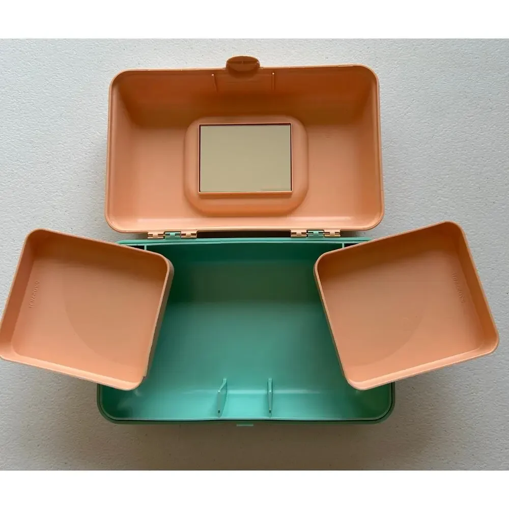 Vintage 90s Caboodles Pretty & Petite Mini Organizer Case Peach Mint Green Retro